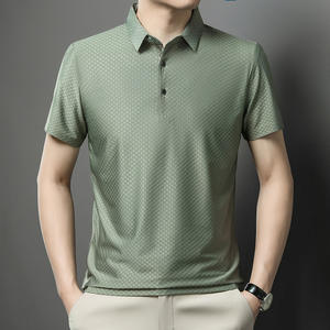 เสื้อยืดผู้ชายแขนสั้นลายตารางหมากรุกเสื้อโปโลคอปกแบบลำลองฤดูร้อน - Product Image 2