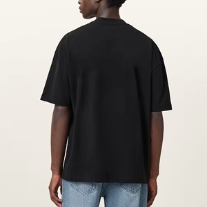 Personnalisé 2025 100% coton hommes t-shirt logo personnalisé coupe ample solide couleur noire confortable t-shirt pour hommes - Product Image 3