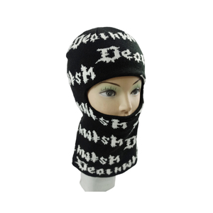 Custom Logo Full Face All Over <b>Repeated</b> Jacquard Knitted Balaclava Beanie Custom Your Own logo One Hole Oem Designer Ski Msks - Product Image 3