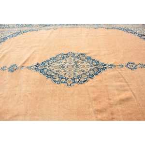 Alfombra, 10.6x13.9 pies, Alfombra Vintage, Alfombra Azul con Diseño Floral de Lana - Product Image 4