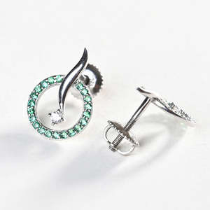 NOVAMART Fine 925 Sterling Silver Verde <b>Crystal</b> <b>Earrings</b> Wholesale Export - Product Image 4