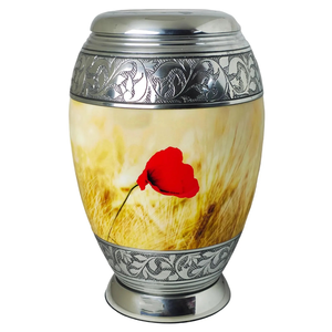 Elegantes urnas de cremación de aluminio con diseño de Rosa recubierta de Meena grandes (220 pulgadas cúbicas) y grabables de recuerdo - Product Image 1