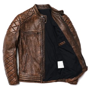 Chaqueta de motorista de cuero negro y marrón para hombre, nuevo diseño de moda, la chaqueta Bomber con tachuelas con patrón de camuflaje más grande de todos los tiempos - Product Image 3