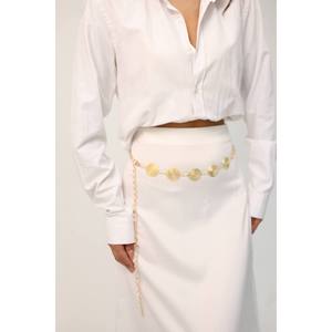 Ceinture de taille pour femme avec détail chaîne dorée, ceinture pour robe, ceinture pour jupe, ceinture pour pantalon - Doré - Product Image 3