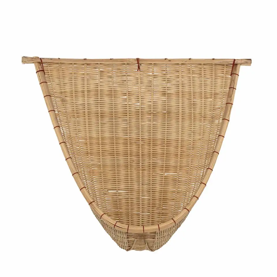 Keranjang gantung dinding bambu gaya Boho cokelat rustic kait dinding bambu buatan tangan ukuran disesuaikan