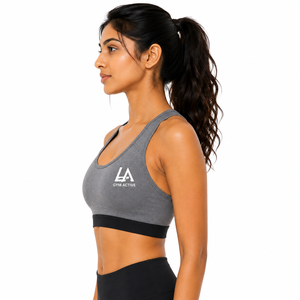 Womens Racerback Sports Bra | Custom Logo High Support Breathable Spandex/Nylon <b>Mesh</b> Gym Workout Fitness Yoga Activewear <b>Top</b> - Product Image 2
