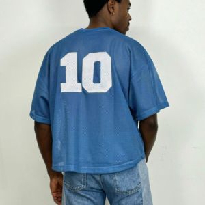 เสื้อฟุตบอลอเมริกันทรงโอเวอร์ไซส์ แห้งเร็ว สีเรโทร ระบายอากาศได้ดี ผลิตจากโพลีเอสเตอร์ พร้อมผ้าตาข่าย แบบครอป ไซส์พลัส สำหรับทีม - Product Image 1