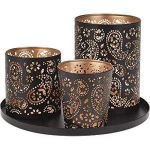 Soporte votivo de luz de té de hierro único con diseño de corte láser para decoración de balcón o jardín de patio al aire libre - Product Image 1