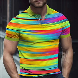 New Men's Polo <b>Shirt</b> 3D <b>Rainbow</b> Printed Men Short Sleeve Casual Summer Clothes Breathable <b>Shirt</b> - Product Image 2
