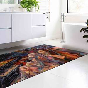 Tapis imprimé avec des peintures de musiciens de jazz : décoration de salle de musique antidérapante, tapis fin non tissé - Product Image 5
