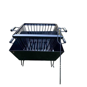 Brasero d'extérieur en acier fini professionnel pour bois, avec écran anti-étincelles, grille à bois et pique-foyer, rond - Product Image 3