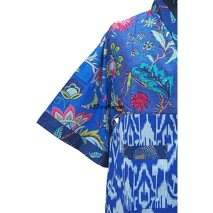 Robe Kimono Chic et Décontractée pour Femme, 100% Coton Pur, Sans Manches, Col en V, Imprimé Floral Bloc, Écologique, Vente en Gros - Product Image 2