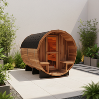 Sauna extérieur moderne en cèdre rouge pour 2 à 6 personnes, sauna à vapeur humide en forme de baril pour jardin