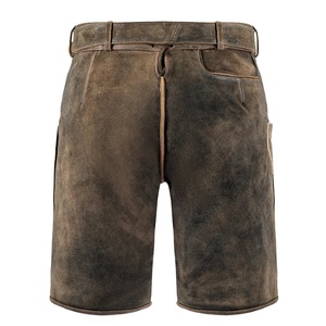 Allemand et autrichien Lederhosen Long et Pant Short set shirt Distressed Leather Vintage Look Brodé Bavarois Lederhosen - Product Image 6