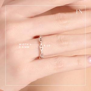 Anillo de banda de enlace contemporáneo Diseño de cadena abierta de Plata de Ley 925 Estilo minimalista apilable Joyería hipoalergénica ligera - Product Image 6