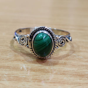 2.8 Grams Melachite Fine Jewelry <b>Ring</b> Emerald Cut Natural Stone <b>Dainty</b> Platinum Bezel Setting Rhodium Plating IGI Everyday Wear - Product Image 1