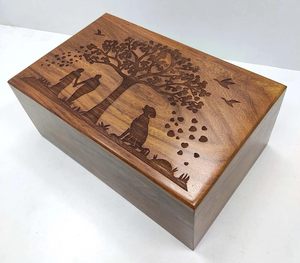 <b>Urns</b> <b>Wooden</b> <b>Urn</b> <b>Ashes</b> Storage Box Loving Movement Tree Engraving Design Large <b>Urn</b> - Product Image 5