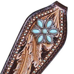 Western Horse Tack Sets Ensemble de serre-tête en cuir et de collier de poitrine Conception florale usinée à la main Prix d'usine Personnalisation disponible - Product Image 6