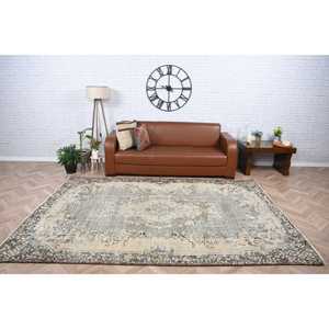 พรมตุรกีวินเทจ ขนาด 6.5x9.3 ฟุต (199x283 ซม.) สีน้ำตาลเทา ลายดอกไม้ - Product Image 2