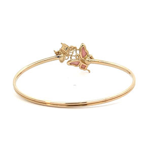 Bracelet en or jaune 14 carats avec coquille de conque rose, papillon et diamants |   Bijoux fins sur mesure OEM |   Quantité minimum de commande : 1 pièce - Product Image 3
