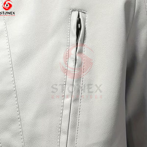 Customizable Lightweight Winter Leather <b>Jacket</b> <b>Men</b> High Quality Comfortable Waterproof High Street Style <b>White</b> Color - Product Image 3