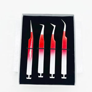 Pince à épiler d'extension de cils en acier inoxydable solide de qualité supérieure faite à la main poignée confortable diamant deux tons couleur lisse - Product Image 4