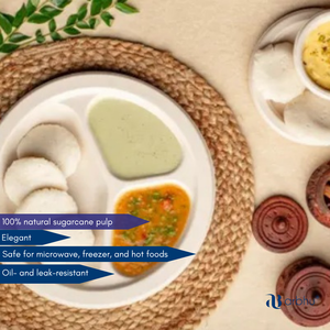 Assiettes à bagasse jetables écologiques de qualité supérieure Vaisselle à emporter en bagasse dégradable durable pour restaurants et traiteurs - Product Image 2