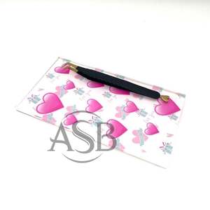 Tuile à cils en acrylique blanche et rose en forme de cœur pour la Saint-Valentin avec aimants, tuile d'extension, impression de logo personnalisée, design amour, OEM - Product Image 4