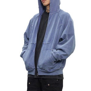 เสื้อฮู้ดไม่มีซิปสำหรับผู้ชายเสื้อฮู้ดแบบมีซิปสำหรับคาร์โก้ทำจากผ้าเฟรนซ์เทอร์รี่ใส่ได้ทั้งชายและ500Gsm มีสไตล์100% ผลิต - Product Image 2