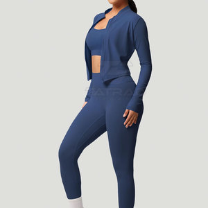 Conjunto de Yoga de 3 Piezas para Mujer, 100% Algodón, Logotipo Frontal Sólido, Transpirable, Cintura Elástica, Alta Calidad, Precio Bajo - Product Image 2