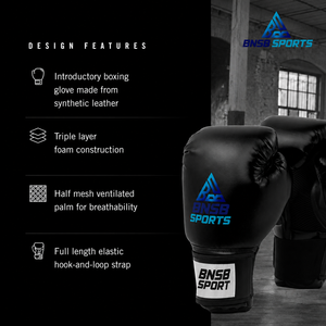 Gants d'entraînement de boxe unisexes noirs en cuir PU avec protection des jointures rembourrée, paume respirante et fermeture auto-agrippante réglable pour un maintien optimal - Product Image 4