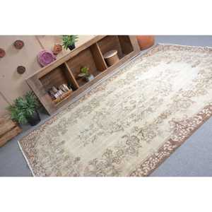 5.7x8.8 ft Turkish Rug, Rug, <b>Brown</b> Patchwork Rug <b>Wool</b> - Product Image 3
