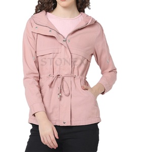 Parka con capucha con lazo en la cintura Capucha de sujeción con cordón Chaquetas Parka para niñas de alta calidad - Product Image 1
