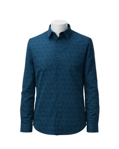 Chemises polo à manches longues blanches en sublimation, coupe ajustée, dernières tendances en matière de chemises formelles pour hommes, col montant - Product Image 1