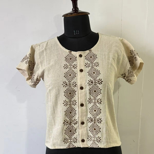 Bohemian Tribal Print <b>Top</b> for Women Half Sleeve Breathable <b>Top</b> <b>Festive</b> Wear Indian <b>Top</b> At Wholesale Price - Product Image 1