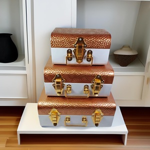 Direct Factory Decor Impex Boîte de coffre en métal polyvalente de haute qualité Ensemble de 3 conteneurs de stockage Outils de bijoux Usage domestique - Product Image 2