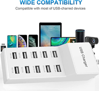 Chargeur USB 50 W, alimentation multi-USB 10 ports, station de charge USB-A, station de charge multi-appareils, station de charge USB pour smartphone