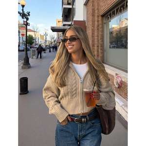Cárdigan de Punto Trenzado con Parches de Piel Sintética para Mujer, Estilo Casual de Invierno - Product Image 2