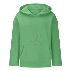 Sweat-shirt à capuche vert vif pour femme, épaules tombantes, surdimensionné, logo imprimé en relief personnalisé, streetwear - Product Image 3