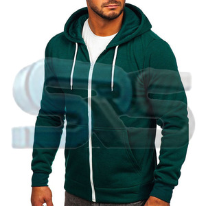 Sudadera con capucha y cremallera de mezcla de algodón básico para hombre, chaqueta holgada con capucha y logotipo personalizado para Fitness, sudadera informal de moda de invierno - Product Image 4