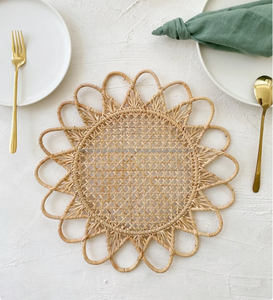 2022 New Boho Chic Luxury Dining Table Decoration Accessories <b>Round</b> Natural Rattan Woven <b>Placemat</b> - Product Image 6