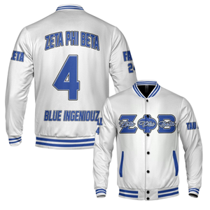 Zeta phi เสื้อแจ็กเก็ตทีมสมาคม1920รุ่นเบต้าสีฟ้าขาวตัวอักษร zpb Greek Life chenille Patch founders Style ปักลายฤดูหนาว - Product Image 6