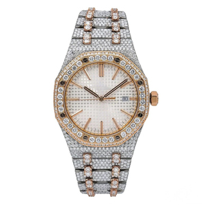 Reloj de cristal con esfera analógica de dos tonos de lujo Iced VVS Moissanite Diamond Steel Diver Mecanismo japonés 20mm Oro blanco para - Product Image 1