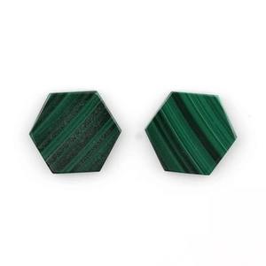 Haute qualité 12mm plat hexagone forme malachite pierre précieuse vert foncé lisse des deux côtés calibré pour la fabrication de bijoux - Product Image 3