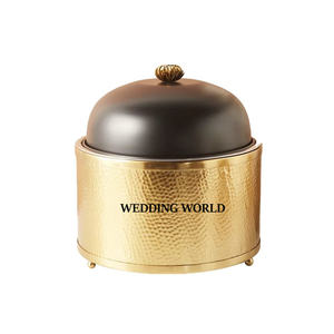 Wooden Hotpot With Rose Gold Finished Lid High Quality Handmade Designer Luxury New Fancy Metal <b>Food</b> <b>Warmer</b> - Product Image 6