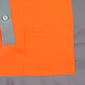 Camiseta Polo de alta visibilidad con estampado personalizado, color fluorescente transpirable, tiras reflectantes, manga larga, cierre de botón, poliéster y algodón - Product Image 4