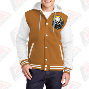 Chaqueta Varsity cálida y elegante para hombre con capucha 100% algodón polar bordado Technics Digital impreso liso teñido para invierno - Product Image 3