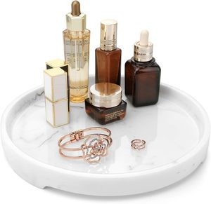 Elegante bandeja de baño redonda de resina Organizador esencial para una lujosa experiencia de spa en juegos de baño en casa - Product Image 1