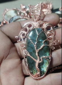 Colgante de labradorita de moda de 25 a 30mm, conjunto de bisel colgante chapado en oro de cobre de Metal para conjunto de joyería de moda con regalo de aniversario - Product Image 2