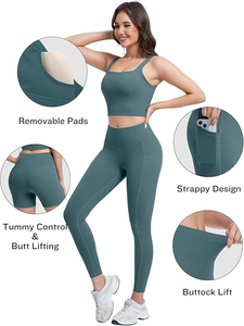 ชุดออกกำลังกายเอวสูงสำหรับผู้หญิงกางเกงเลกกิ้งไร้รอยต่อและสปอร์ตชุดออกกำลังกายวิ่งออกกำลังกาย - Product Image 2